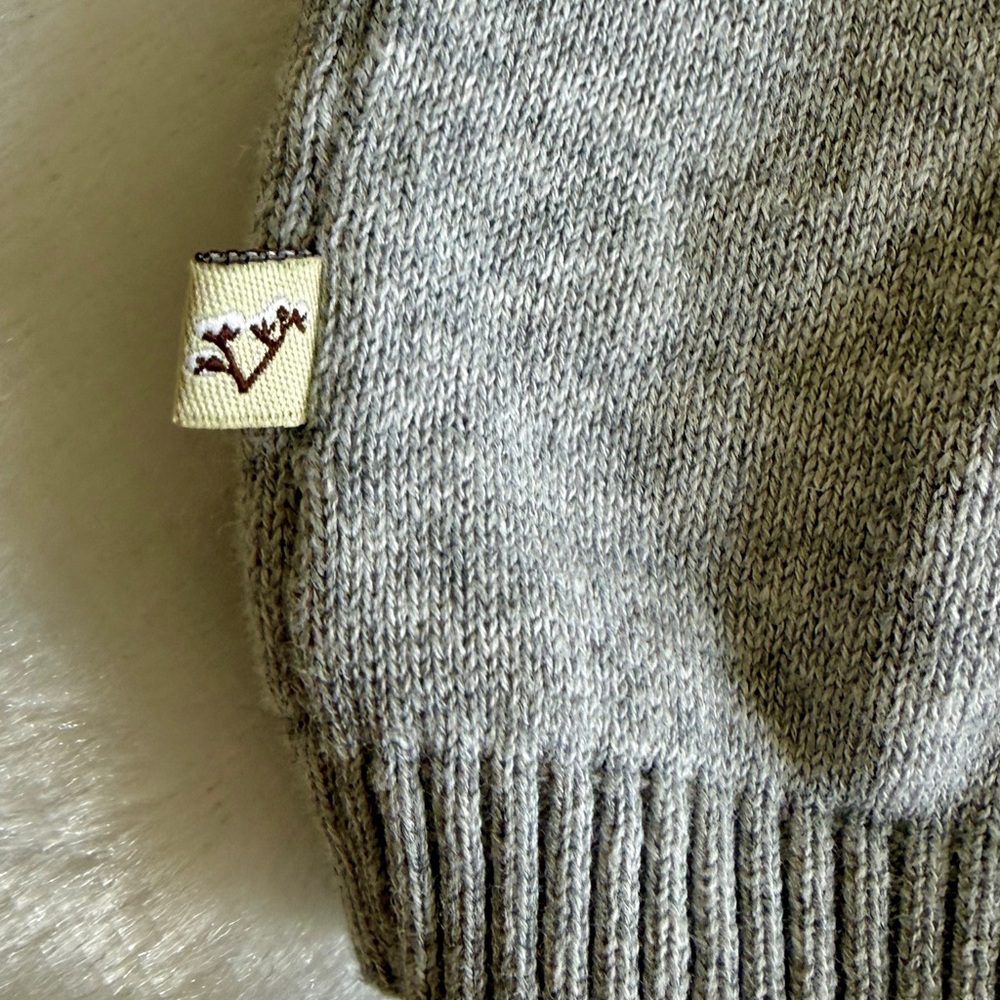 Cozy Gray Knit Baby One-Piece Romper - Picture 4 of 5